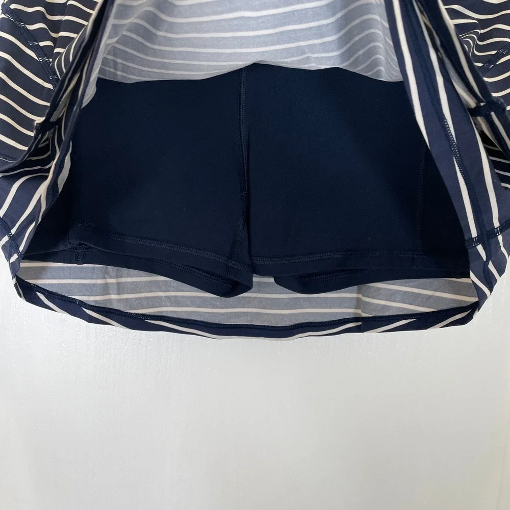 Athleta Skort Navy Blue White Striped Active‎ Built-In Shorts Tennis Golf Swim S